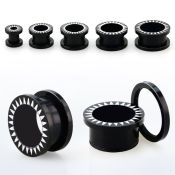 fpab black acrylic flesh tunnel plug w saw tooth pattern
