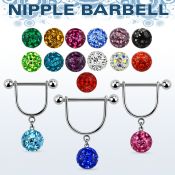frsnp10 barbell pezon estribo acero quirurgico bolas 5mm bola 10mm multi cristal venta