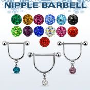 frsnp6 316l steel nipple stirrup w 6mm multi crystal ball