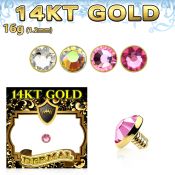g14ifb3 3mm solid 14k gold dermal anchor top part w set crystal