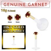 gbige2 labret bio flexible transparente presion oro 14 kts granate legitimo 2mm distribuidor mayorista