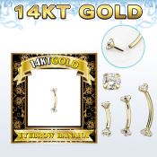 gbnz banana ceja oro 14 kts presion rosca interna zirconita clara venta