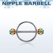 gfrnpe5 pezonera redonda acero quirurgico barbell acero 316l bolas multi cristal ferido 5mm bandera gay mayorista