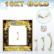 gibnz 10k gold eyebrow banana w thread less top w cz stones