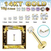 glbz labret solido oro 14 kts rosca presion zirconita clara distribuidor mayorista