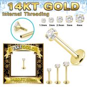 glbzxi 14k gold labret 1mm 18g prong set cz internal