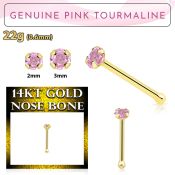 gnbge3 piercing nariz hueso oro 14 kts 0 6mm turmalina rosa 2mm distribuidor