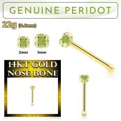 gnbge4 piercing nariz hueso oro 14 kts 0 6mm peridoto 2mm al por mayor