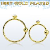 gpm9 gold plated 925 silver nose hoop w 1.5mm round crystal