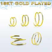 gpspr22 aro nariz espiral plata esterlina chapado oro k