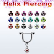 heud4 316l steel helix stirrup w 4mm multi jewel ball