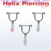 heuz4 316l steel helix stirrup w cz heart