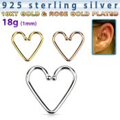 hexhb piercing helix falso plata esterlina 925 1mm corazon sirve daith helix tragus 12mm al por mayor