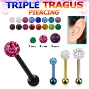 hextcfr anodized 316l steel triple tragus piercing w ferido ball