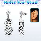 hexzd15 piercing helix plata esterlina zirconia 6mm buho plata 925 colgado eja al por mayor