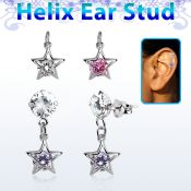 hexzd45 piercing helix plata esterlina 925 zirconia 6mm colgante estrella zirconia redonda encajada plata distribuidor mayorista