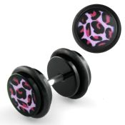 ilagr5 acrylic fake plug with pink leopard logo o rings