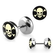 ilpe plug falso acero quirurgico logo calavera blanca fondo negro 8mm mayorista