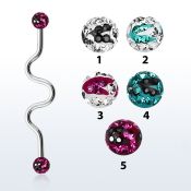 inafr5c industrial zigzag barbell w 5mm multi crystal zebra ball