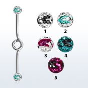 inbfr5c barbell industrial loop acero 316l bolas multi cristal 5mm rayas cebra mayorista