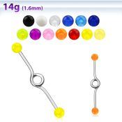 inbvb5 316l steel industrial loop barbell with two 5mm uv balls