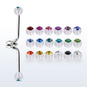 incajb5 barbell industrial espiral acero quirurgico bolas bioflexibles 5mm cristal bisel mayorista
