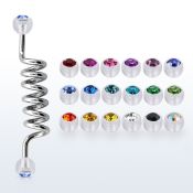 indajb5 barbell industrial espiral acero quirurgico bolas bioflexibles 5mm cristal bisel al por mayor