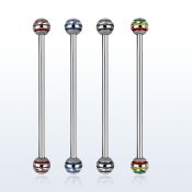 indby5 barbell industrial acero quirurgico bolas rayas colores 5mm 35mm mayorista
