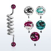 indfr5c barbell industrial espiral acero 316l bolas multi cristal 5mm rayas cebra mayorista