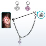 indsdz1 barbell industrial loop acero 316l bolas joya 5mm colgante estrella zirconia redonda plata distribuidor mayorista