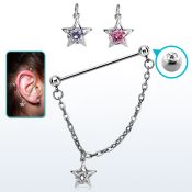 indsdz3 barbell industrial loop acero 316l bolas joya 5mm colgante flor petalos zirconia plata mayorista