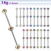 indsh17 316l steel industrial barbell with multi jewel balls