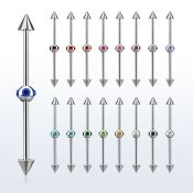 indsh18 316l steel industrial barbell w cones multijewel ball