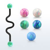 intaop5 barbell industrial zig zag acero 316l anodizado bolas opalo 5mm al por mayor