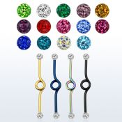 intbfr5 barbell industrial loop acero 316l anodizado bolas multi cristal ferido 5mm distribuidor mayorista