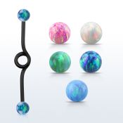 intbop5 barbell industrial loop acero 316l anodizado bolas opalo 5mm venta