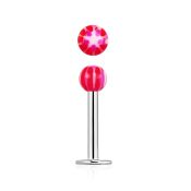 lbdxz steel labret w a 3mm ball w a red white star pattern