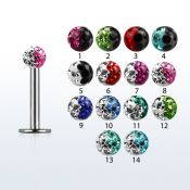 lbfr3e labret acero 316l bola multi cristal ferido 3mm colores mayorista