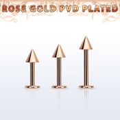 lbttcn5s rose gold steel labret with a 5mm cone