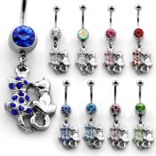 mcd2ct piercing ombligo acero quirurgico bola joya bisel 8mm gatos gemelos colgados 10mm venta