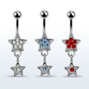 mcd367 banana ombligo acero quirurgico estrella cristal estrella colgando cristal centro 10mm al por mayor