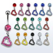mcd402 piercing ombligo acero quirurgico bola joya bisel 8mm corazon cristal colgado 10mm venta