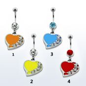 mcd407 banana ombligo acero quirurgico bola joya bisel 8mm corazon pintado colgado cristal 10mm distribuidor