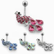 mcd443 piercing ombligo acero quirurgico pavo real cola cristal 10mm distribuidor mayorista