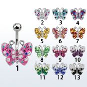 mcd448 piercing ombligo acero quirurgico mariposa cristal ferido mayorista