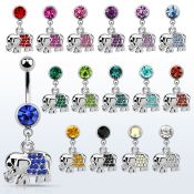 mcd478 piercing ombligo acero quirurgico bola joya bisel 8mm elefante cristal espalda colgado 10mm distribuidor