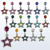 mcd488 piercing ombligo acero quirurgico bola joya bisel 8mm estrella cristal 10mm mayorista