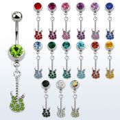 mcd538 piercing ombligo acero quirurgico bola joya 8mm guitarra cristal 10mm al por mayor