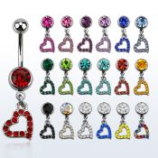 mcd542 piercing ombligo acero quirurgico bola joya bisel 8mm corazon cristal colgado 10mm distribuidor