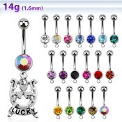 mcd572 piercing ombligo acero quirurgico bola joya bisel 8mm herradura cartel lucky 10mm al por mayor